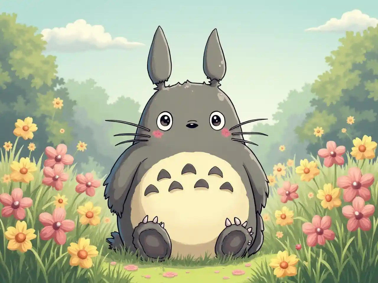 꽃으로 귀여운 토토로 사진, image size:1280x960