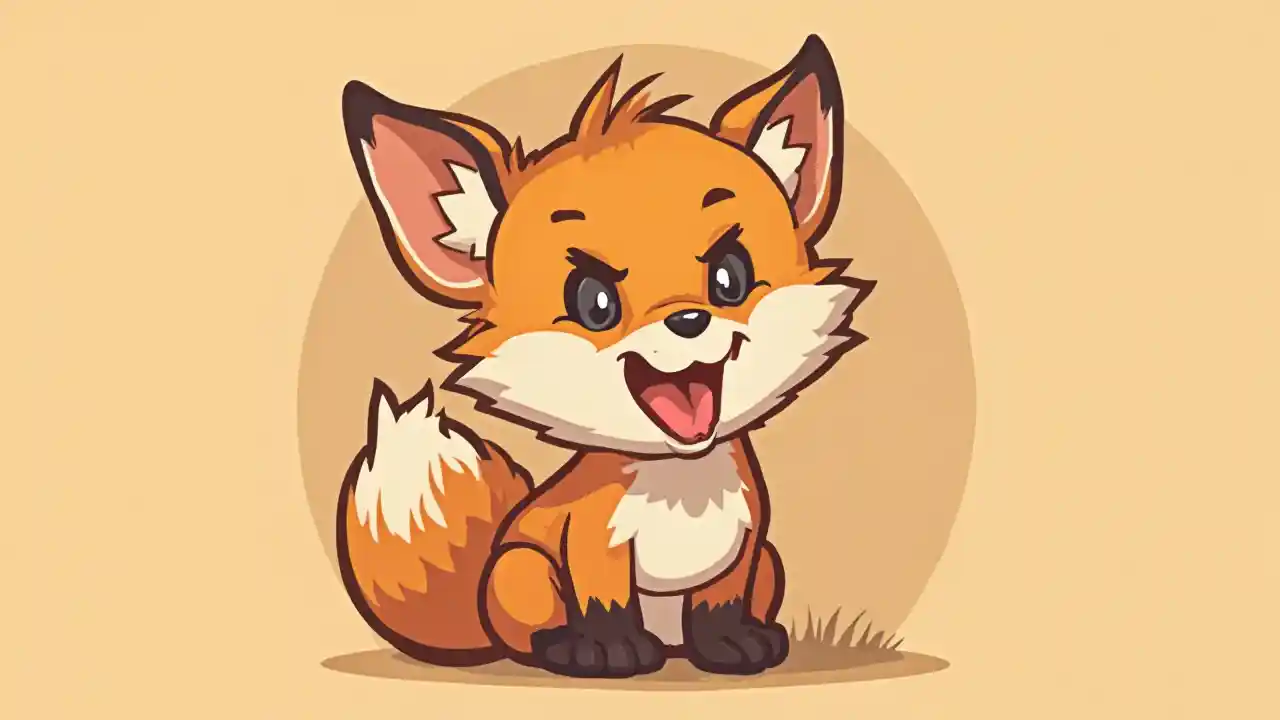Vector Grumpy Fox Flat Color Logo