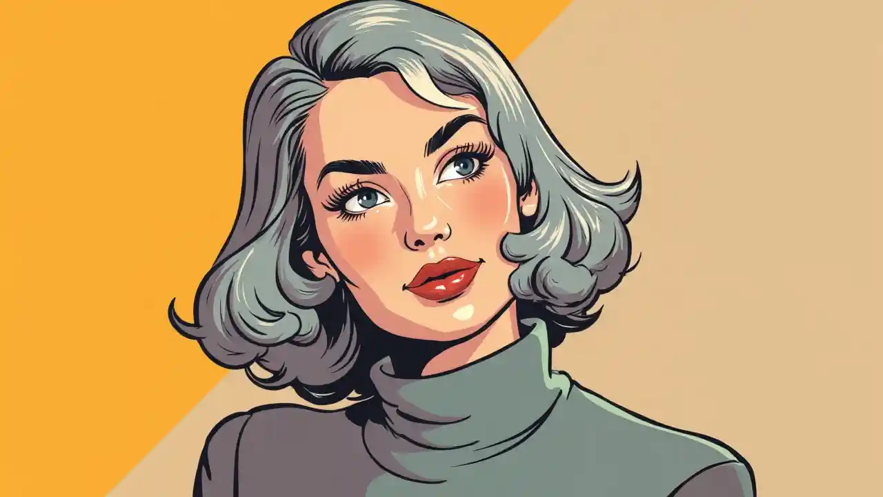 穿高领毛衣的50年代波普艺术女性, image size:1280x720