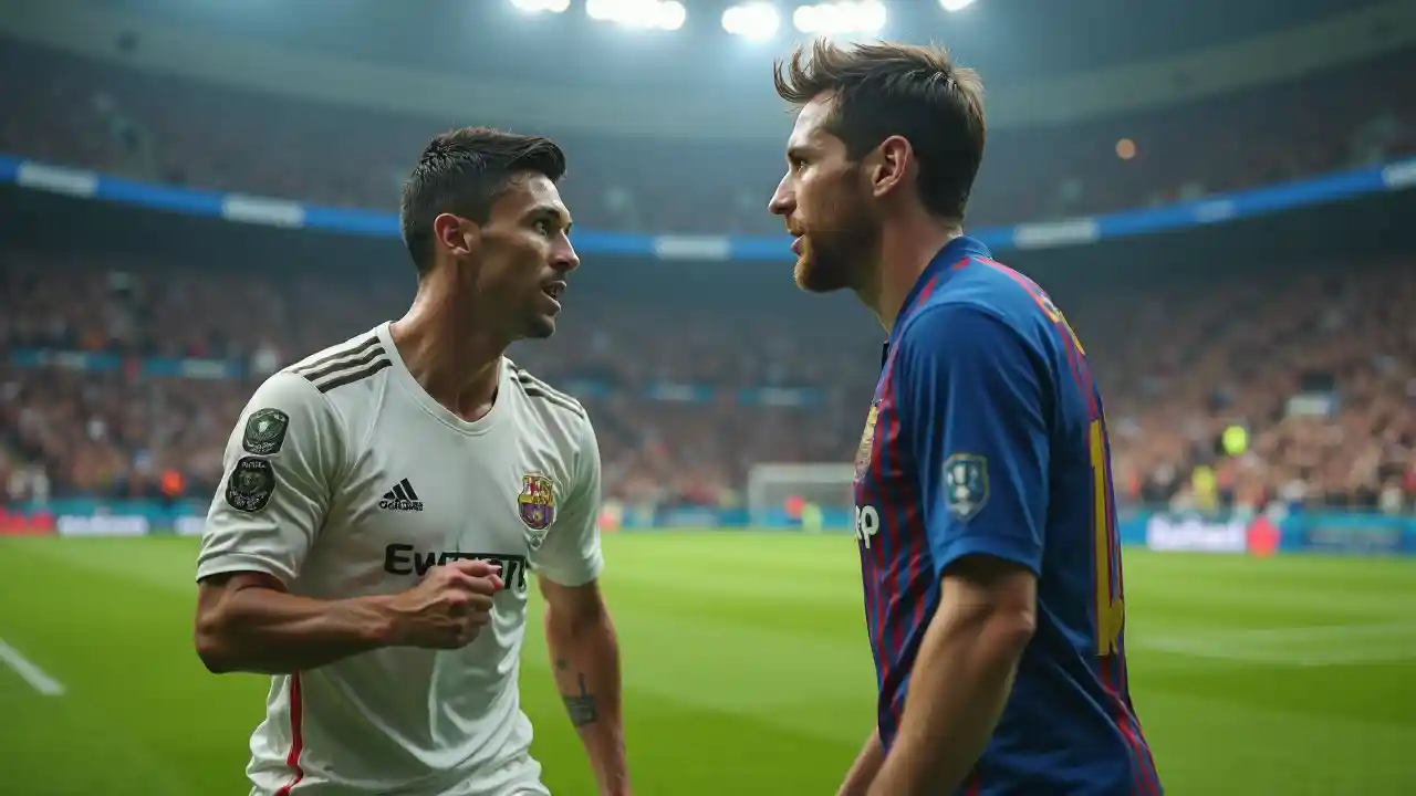 Epic Showdown: Ronaldo and Messi in Intense Rivalry Scene