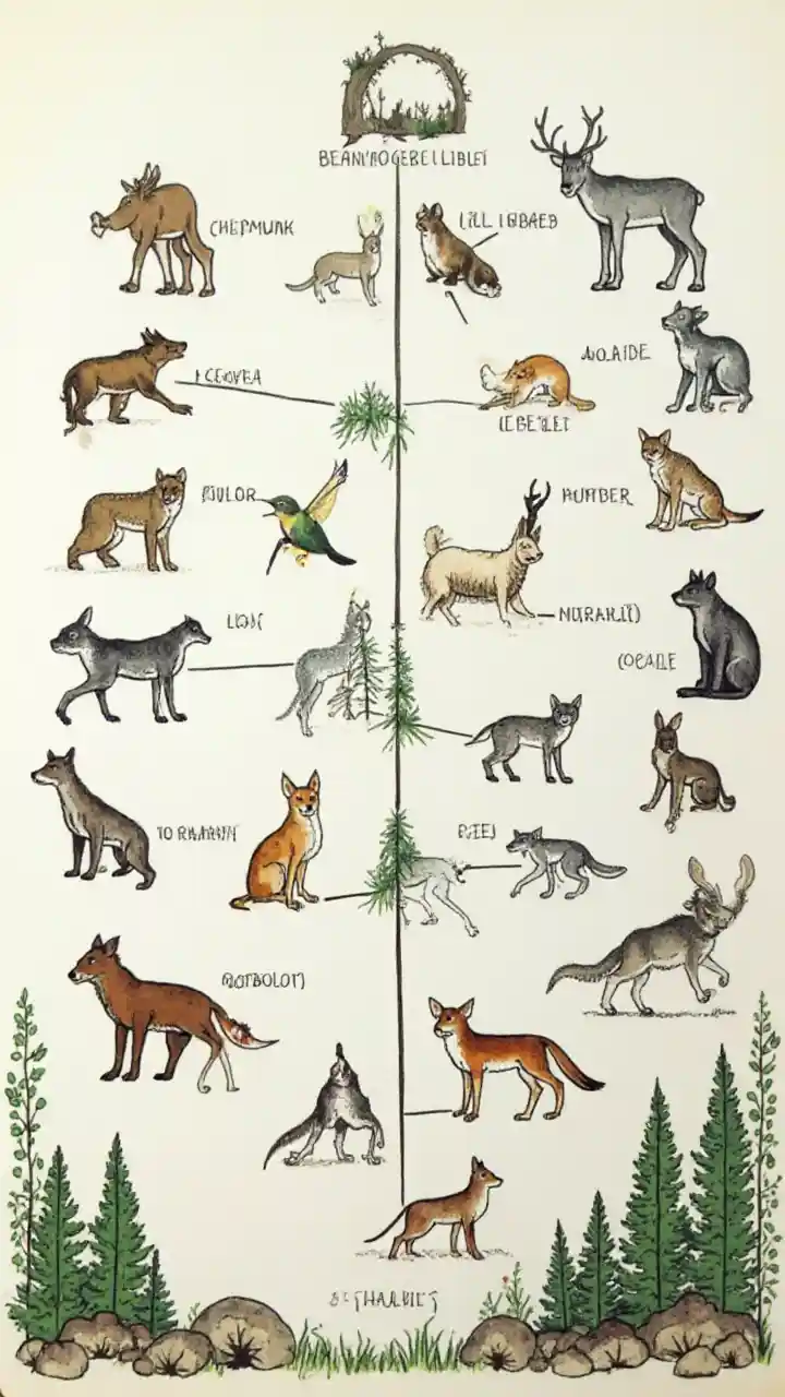 Creating a detailed food web with various organisms