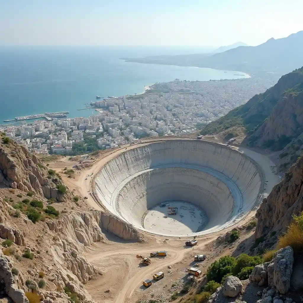 Una impresionante vista panorámica del paisaje costero de la cantera