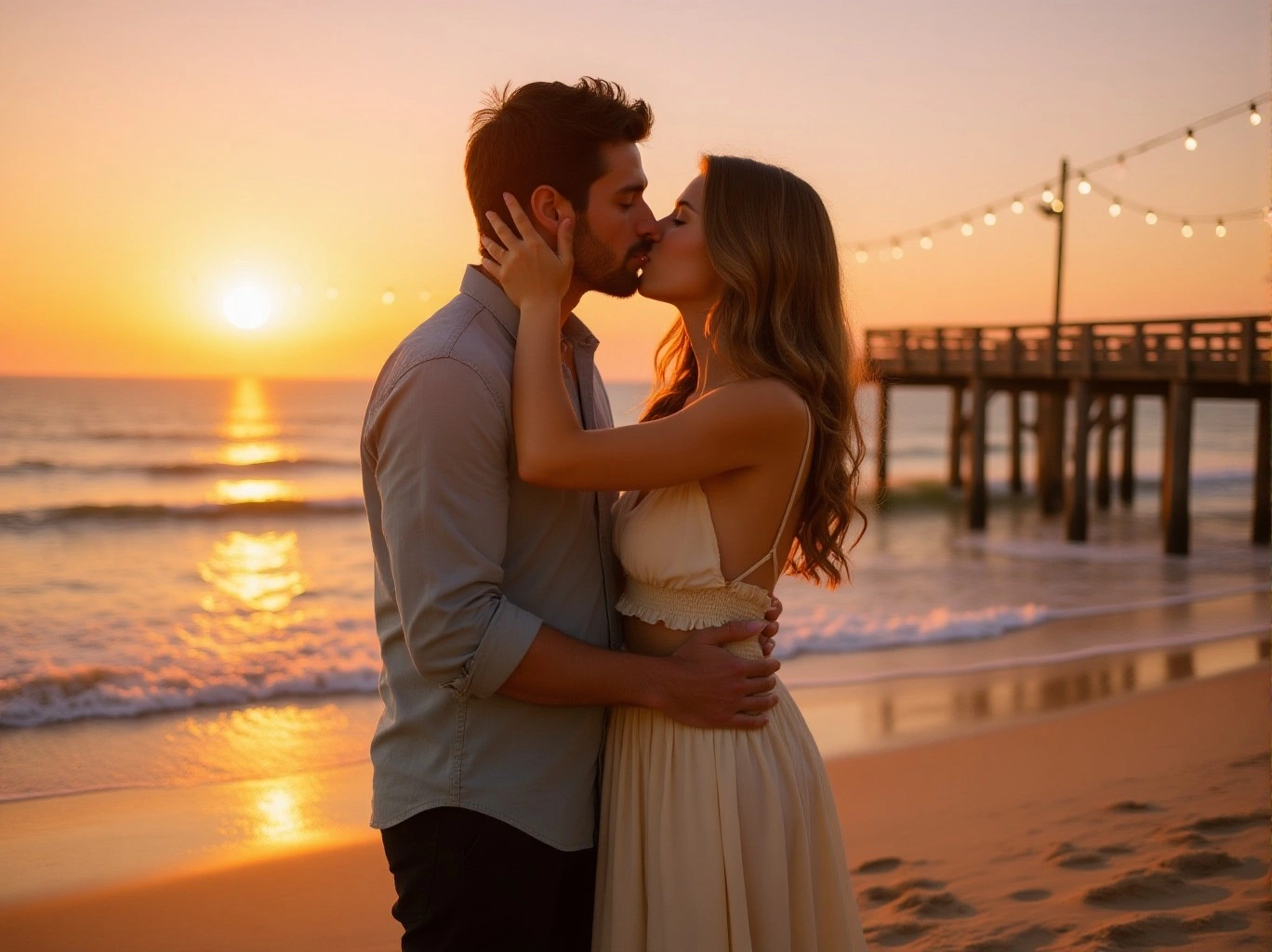 AI-Powered Romantic Sunset Kiss Creation