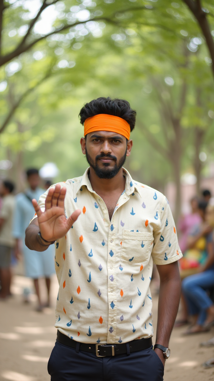 Confident Outdoor Gesture