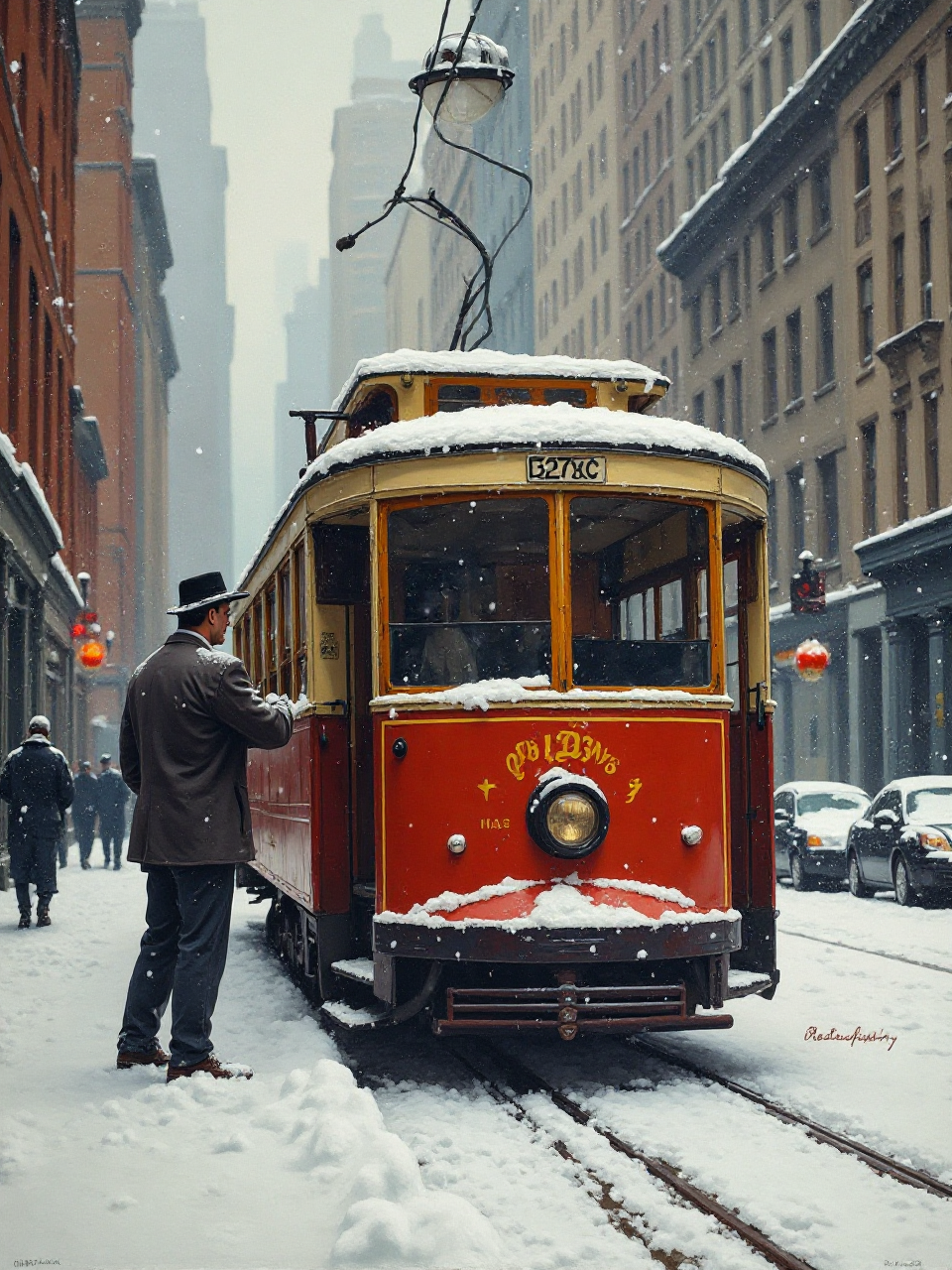 Snowy Trolley Car