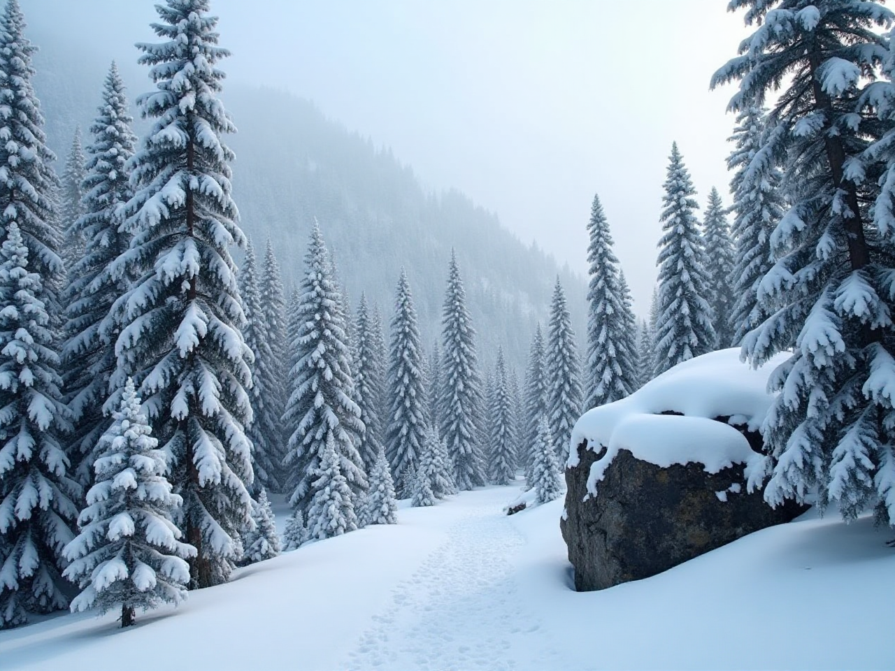 Snowy Mountain Scene
