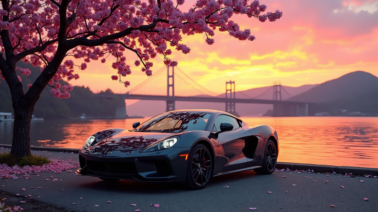 Sunset Car Landscape