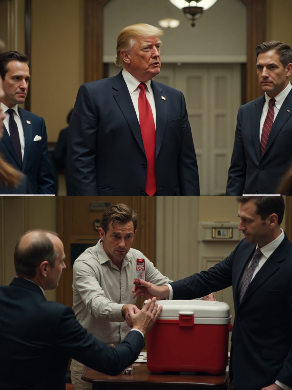 Trump Button Scene