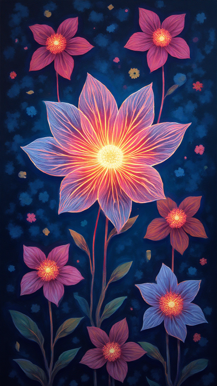 Neon Flower Art