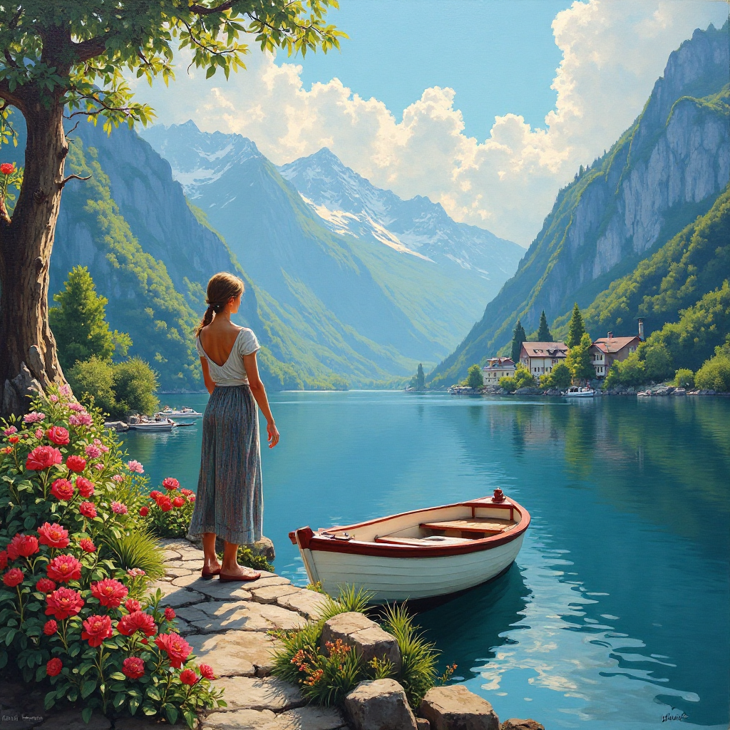 Floral Swiss Scene