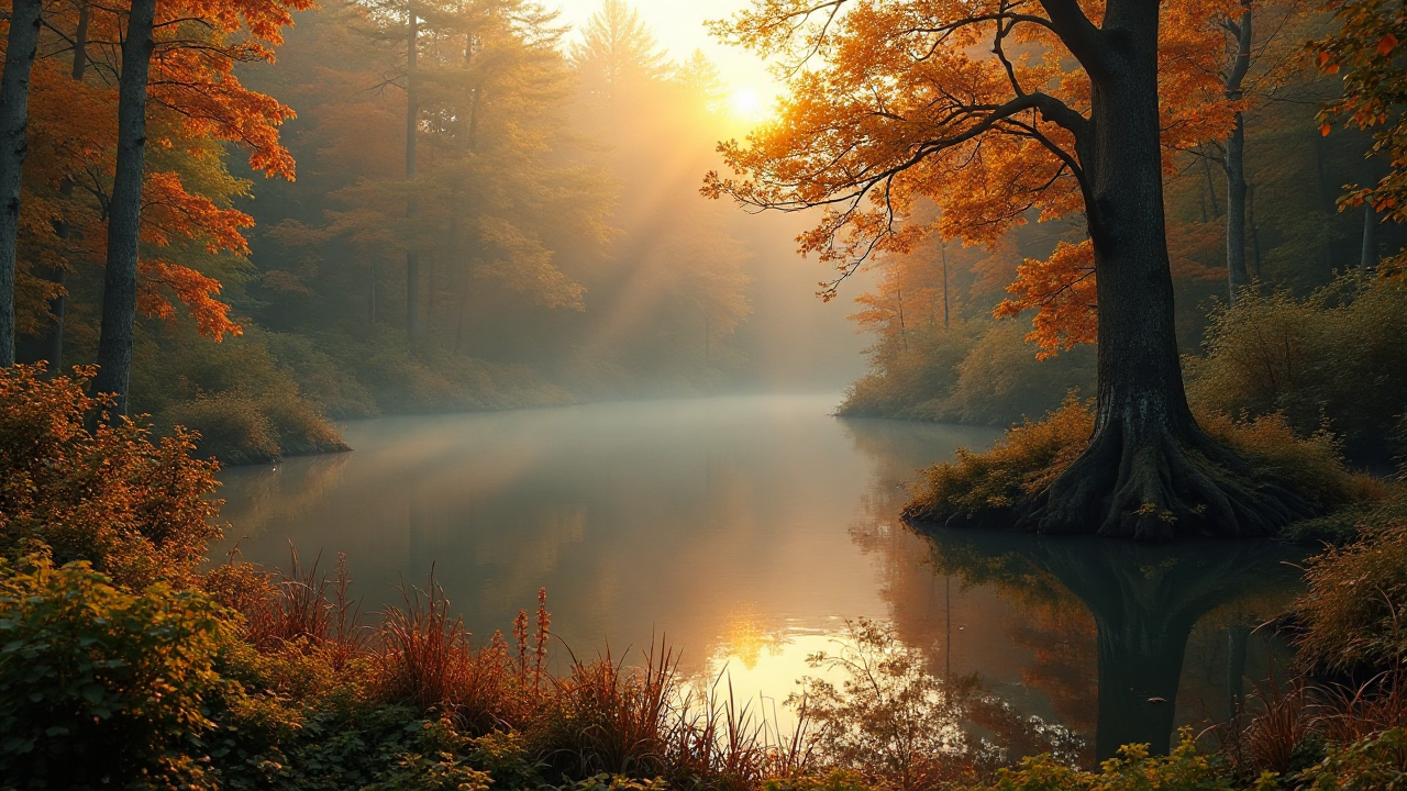 Misty Forest Pond