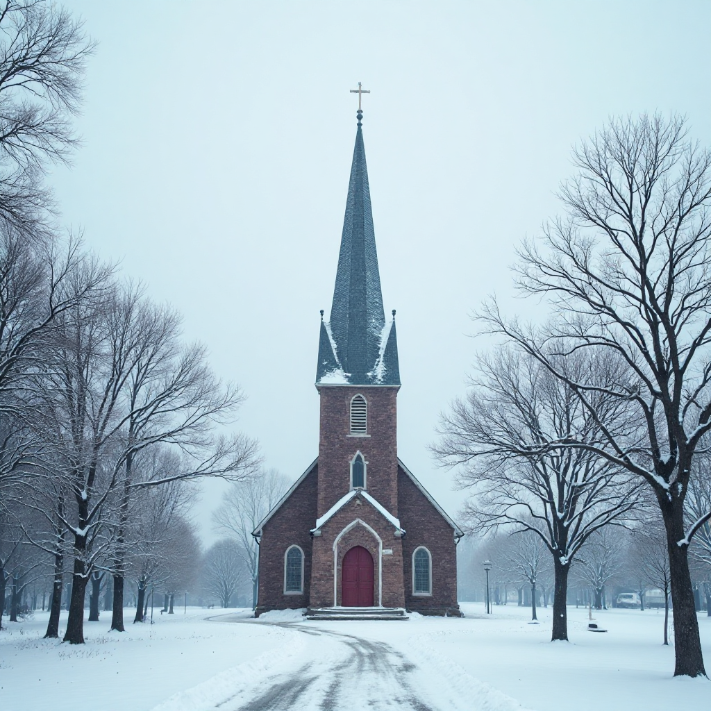 Snowy Church Scene
