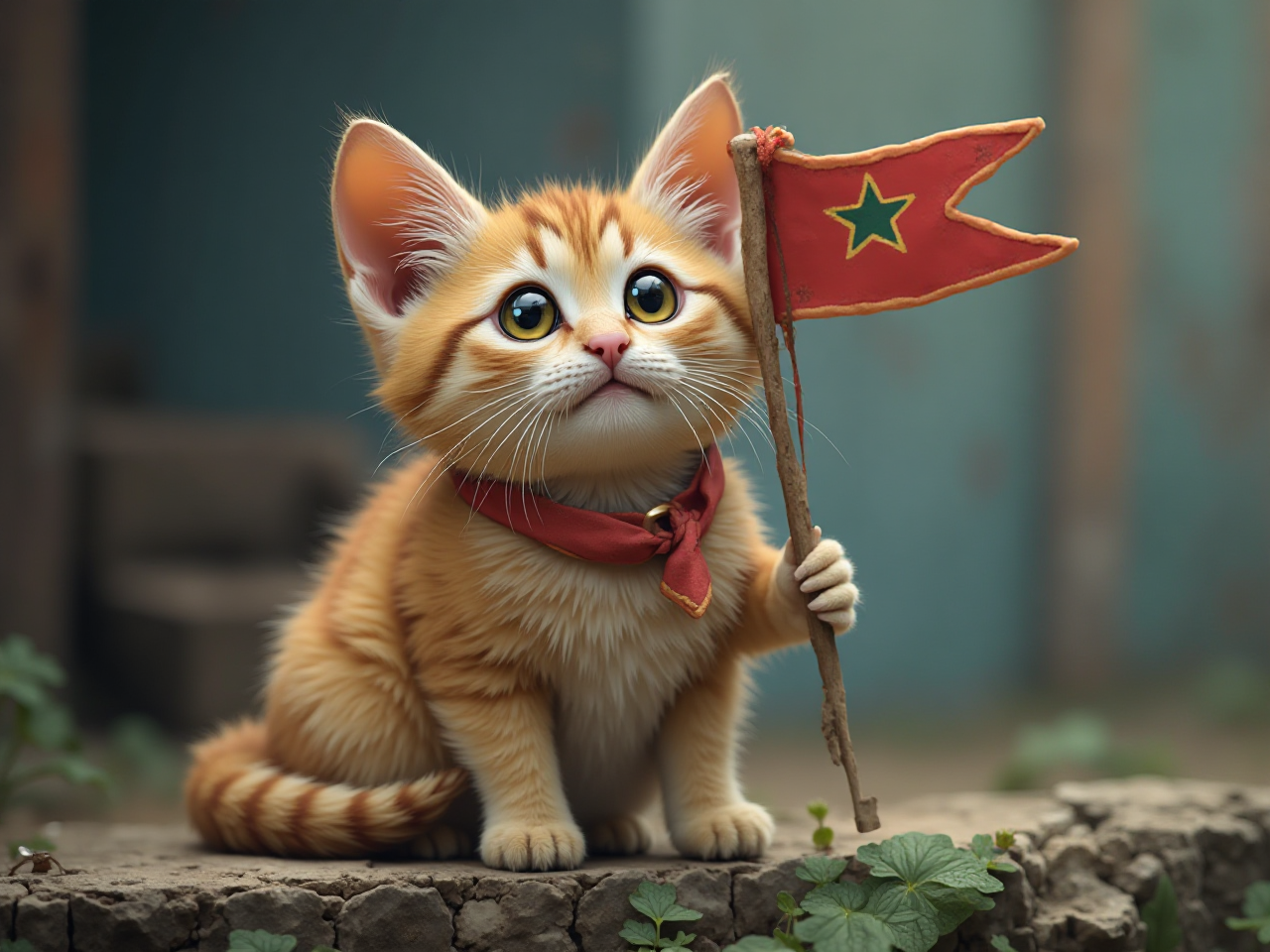 Cat and Flag