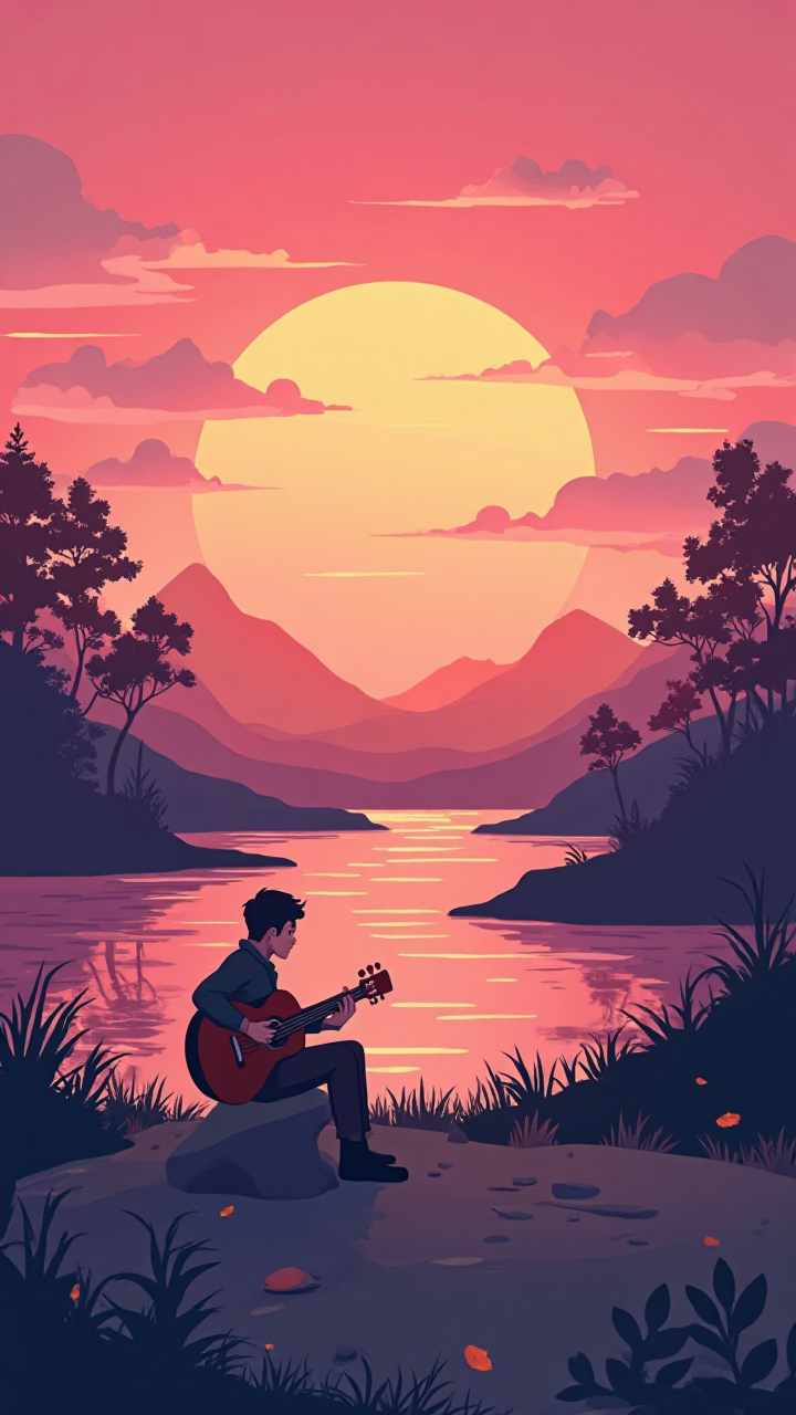 Sunset Guitar Scene