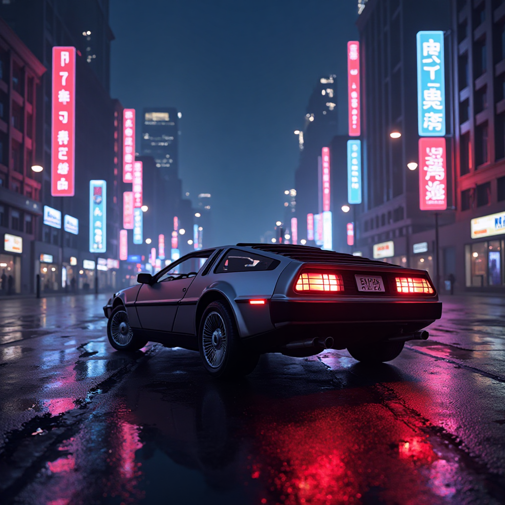 Neon City Delorean
