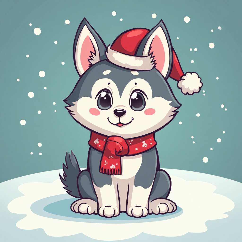 Cute Christmas Husky